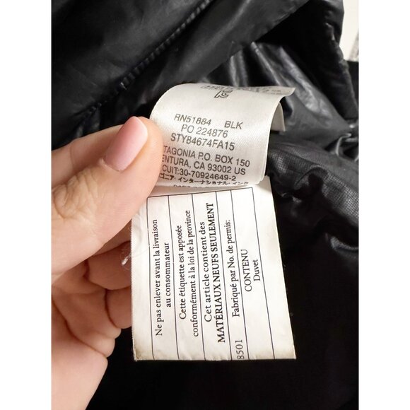 Patagonia Mens Down Sweater Jacket 800 Fill Goose Down Insulated Black Size XL - Picture 6 of 8